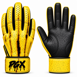 PGX Banana Peel long cuff batting gloves with yellow banana backhands and black pitted leather palms