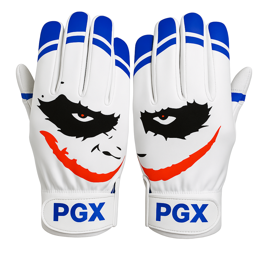 PGX Cool Blue Smiley Batting Gloves front and back product view