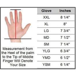 PGX batting glove size chart
